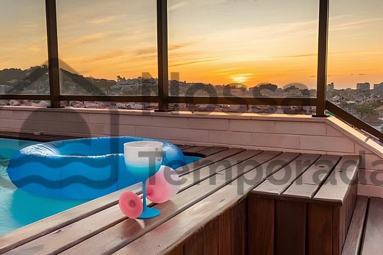 Cobertura Pé na Areia c/ Piscina e churrasqueira