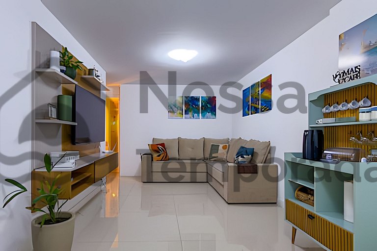 50 m da praia- Vista mar, piscina e churrasqueira