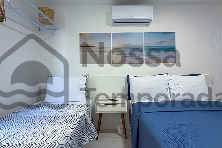 50 m da praia- Vista mar, piscina e churrasqueira