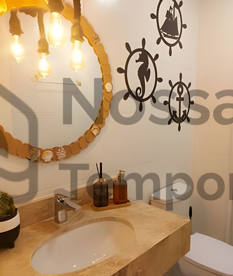 50 m da praia- Vista mar, piscina e churrasqueira