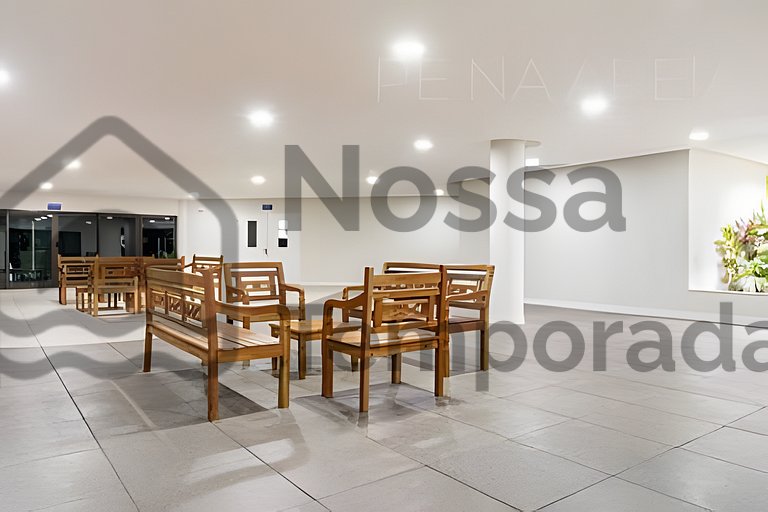 50 m da praia- Vista mar, piscina e churrasqueira