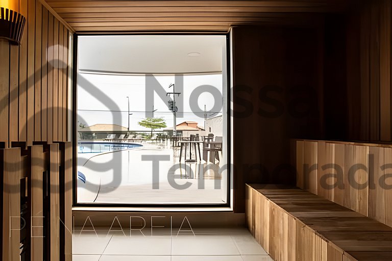 50 m da praia- Vista mar, piscina e churrasqueira