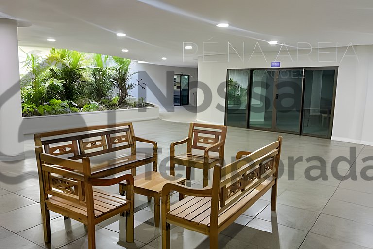 50 m da praia- Vista mar, piscina e churrasqueira