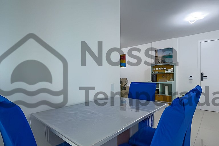 50 m da praia- Vista mar, piscina e churrasqueira