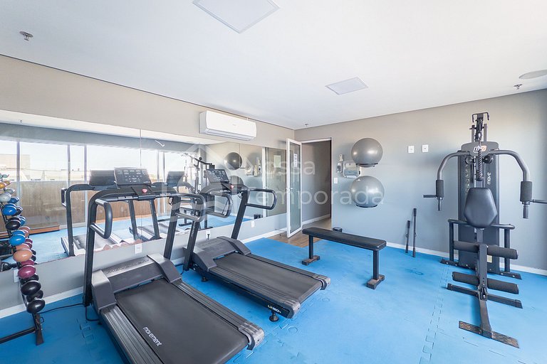 Flat moderno na Passagem com piscina, sauna, academia e Netf