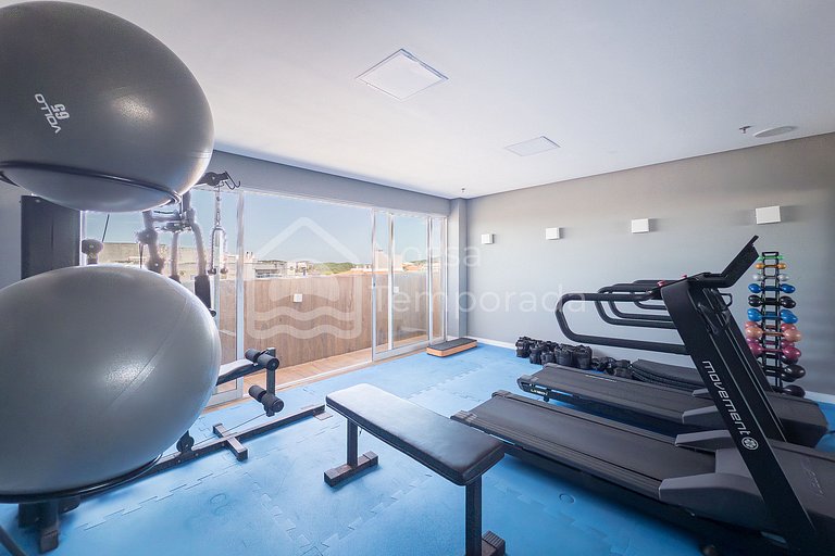 Flat moderno na Passagem com piscina, sauna, academia e Netf